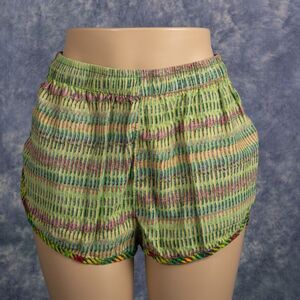 BDG Urban Outfitters Reverse Print Running Shorts Sz M Green Yellow Red